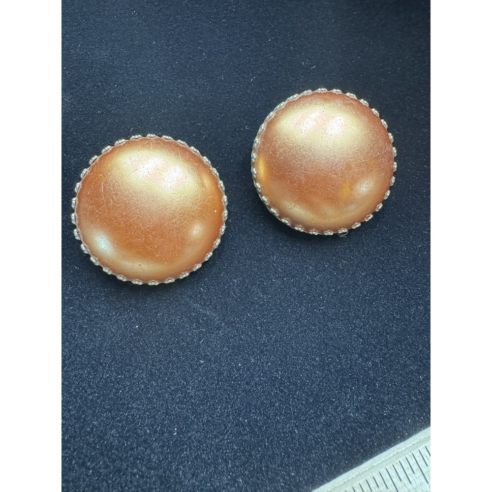 Vintage orange luster bead clip earrings - great for fall!